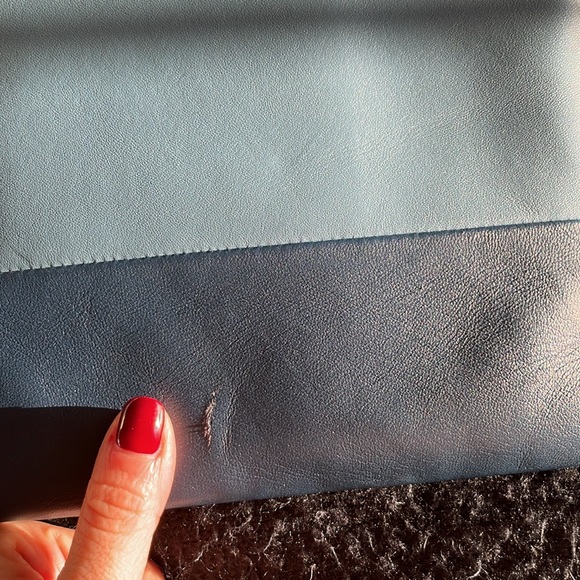 Celine bi-color clutch (navy and light blue) minor scratch and scuff on back! - Picture 7 of 16